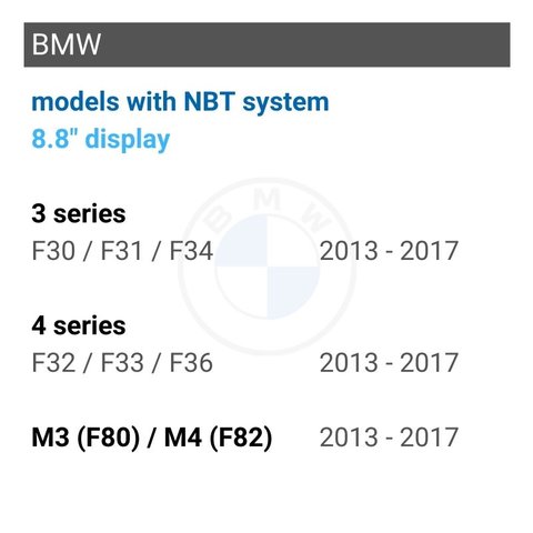 Pantalla de 8.8″ con funciones CarPlay / Android Auto para BMW series 3 / 4 (F30 / F31 / F34 / F32 / F33 / F36 / F80) con el sistema NBT Vista previa  1