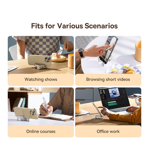 Тримач Baseus Portable Series Folding Moon, розкладний, настільний, білий, пластик, #B10556600211-00 Прев'ю 1