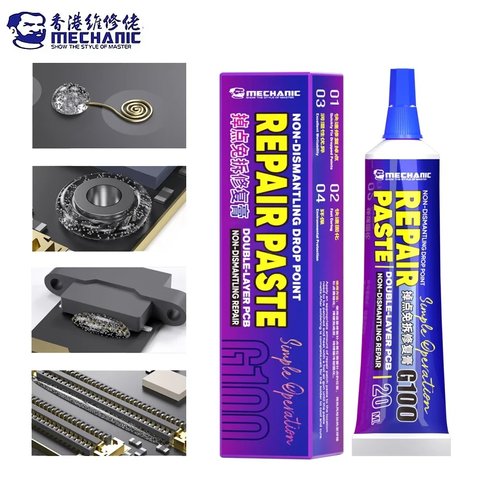 Флюс-паста Mechanic G100, для ремонту відпаяних контактів, безсвинцева, 20 мл Прев'ю 1