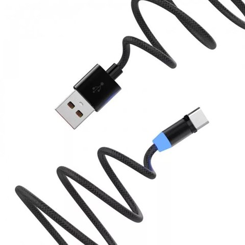 USB кабель SkyDolphin S59T Magnetic, USB тип-C, USB тип-A, 100 см, 2,4 А, черный, магнитный Превью 1